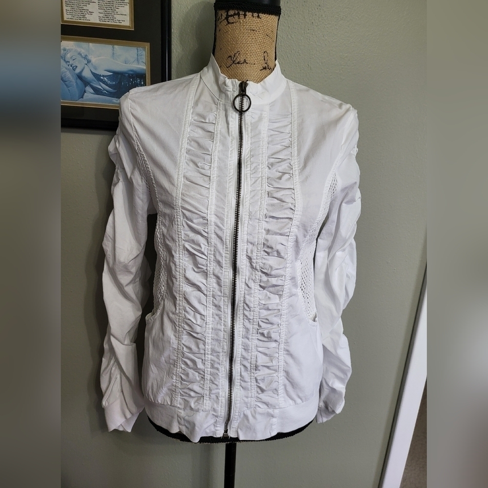 Wearables White Moto Cotton Jacket